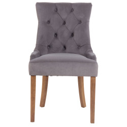 Ensemble de 4 chaises de salle à manger en velours Aberdeen gris clair antique