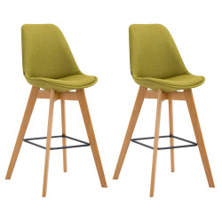 Lot de 2 tabourets de bar Metz tissu vert natura