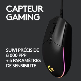 Souris gamer - Filaire - LOGITECH G - G203 - LIGHTSYNC - RGB - USB - Noir