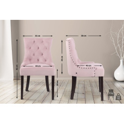Lot de 4 chaises de salle à manger Aberdeen en velours rose antique