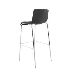 Tabouret de bar Hoover tissu 4 pieds structure chromée gris foncé