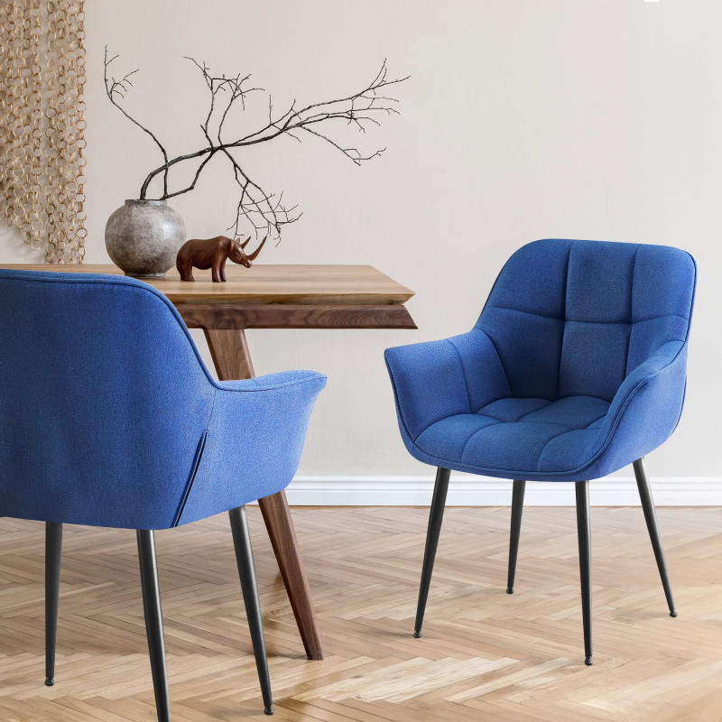 Chaise de salle à manger Roseville en tissu bleu