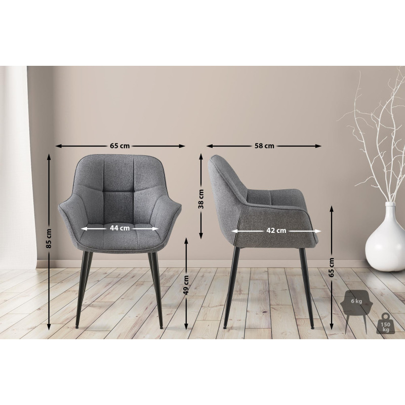 Chaise de salle à manger Roseville en tissu gris foncé