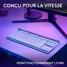 Clavier Gamer - Sans fil - Logitech G - G515 TKL Lightspeed - Mécanique Tactile - RGB - AZERTY - Blanc