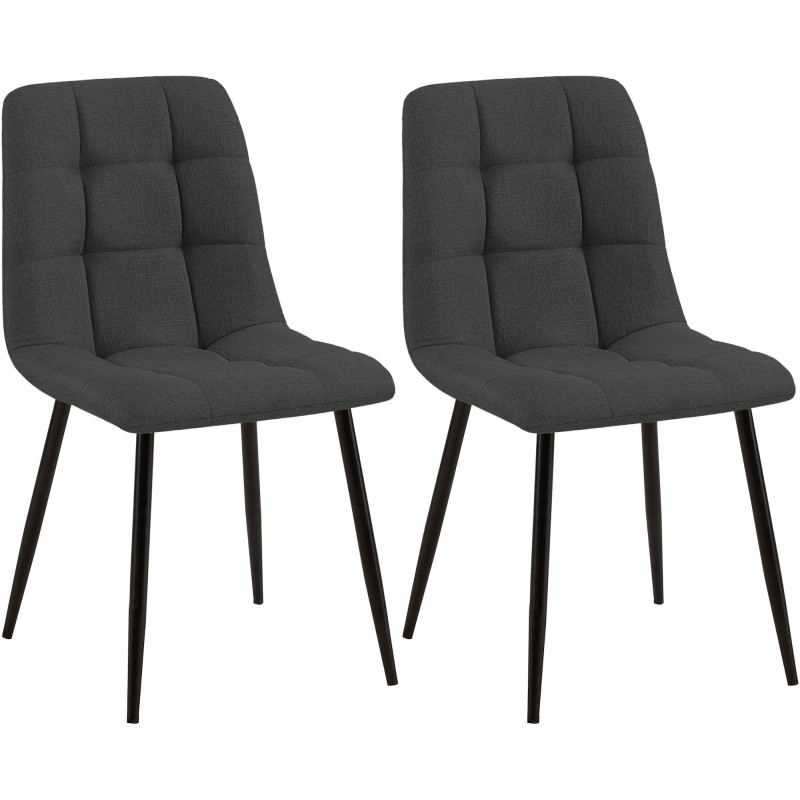 Lot de 2 chaises de salle à manger Tilde en tissu gris foncé