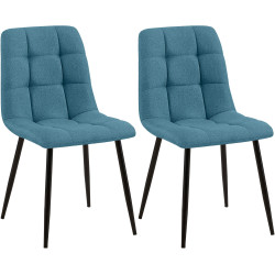 Lot de 2 chaises de salle à manger Tilde en tissu bleu