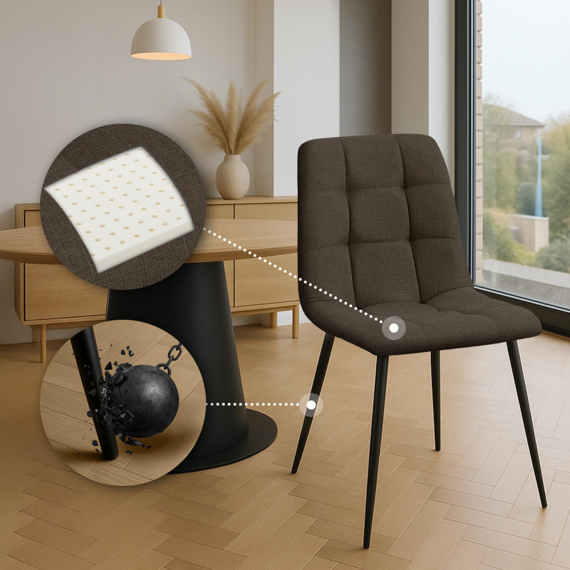 Lot de 2 chaises de salle à manger Tilde en tissu marron