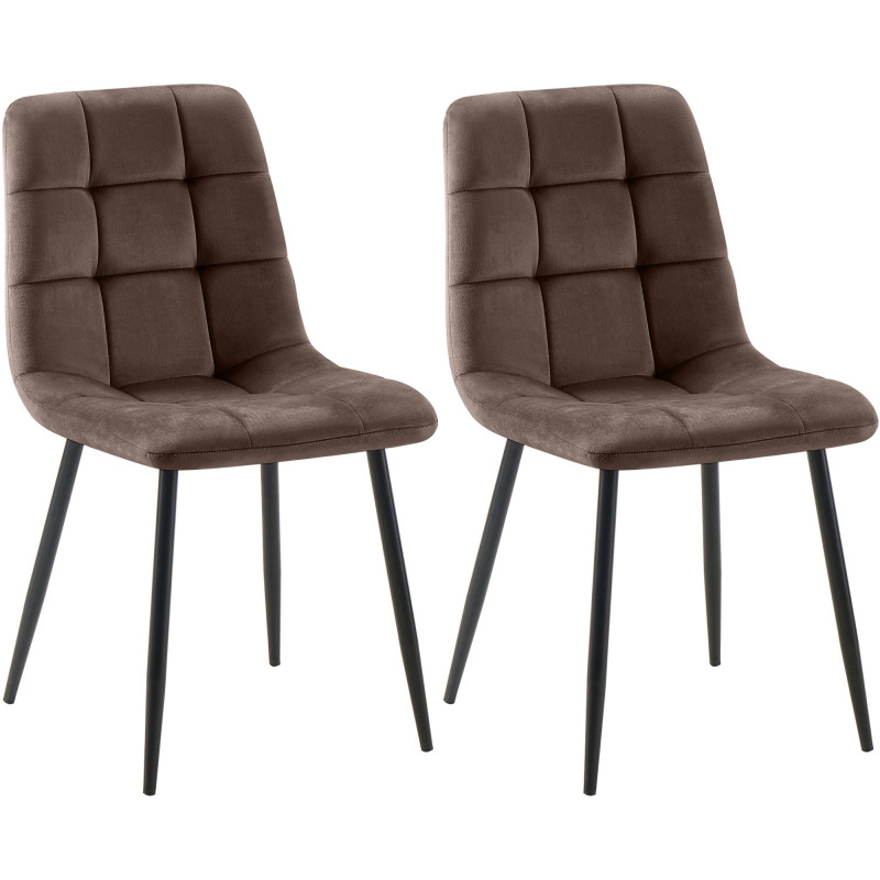 Ensemble de 2 chaises de salle à manger Tilde en velours marron