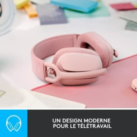 Casque - Sans fil - Logitech - Zone Vibe 100 - Léger - Anti bruit de fond - Avec Micro - Rose