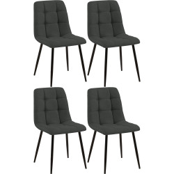 Lot de 4 chaises de salle à manger Tilde en tissu gris foncé