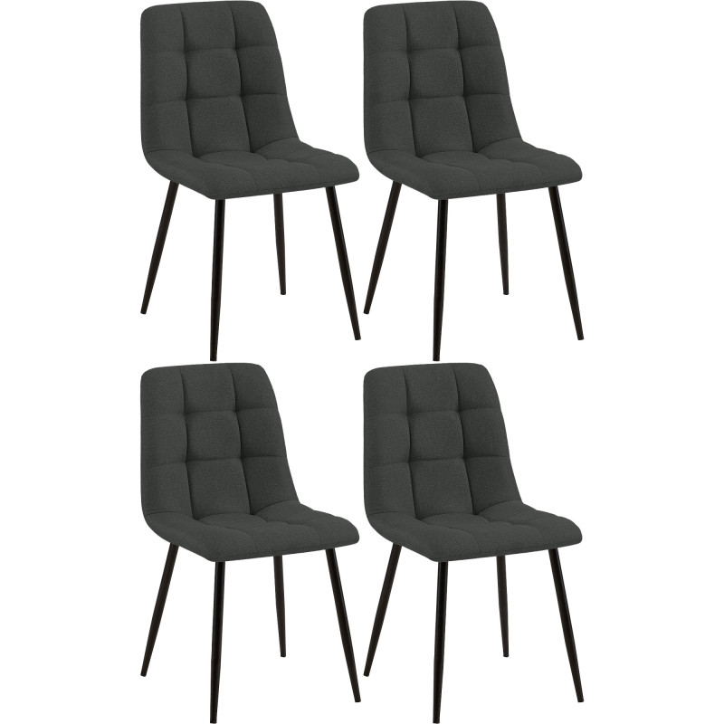 Ensemble de 4 chaises de salle à manger Tilde, tissu gris foncé