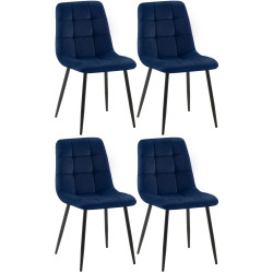 Ensemble de 4 chaises de salle à manger Tilde en velours bleu