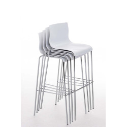 Lot de 2 tabourets de bar Hoover en plastique, structure à 4 pieds, chromé blanc