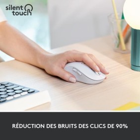 Souris - Sans fil - Logitech - Signature M650 - Gaucher, Grande taille, Silencieuse, Boutons programmables - Blanc