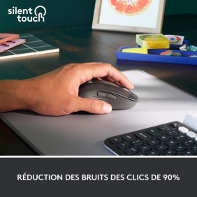 Souris - Sans fil - Logitech - Signature M650 - Gaucher, Grande taille, Silencieuse, Boutons programmables - Graphite