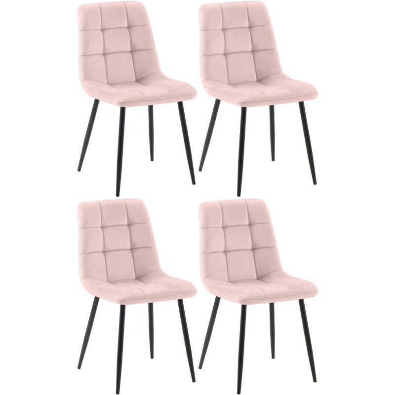 Lot de 4 chaises de salle à manger Tilde en velours rose