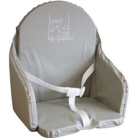 LOOPING Coussin Chaise Haute Bébé | PVC Imperméable, Sangles, Fabriqué en France | Gris