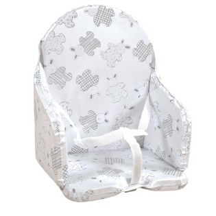 LOOPING Coussin Chaise Haute Bébé | PVC Imperméable, Sangles, Fabriqué en France | Lapin Pyjama