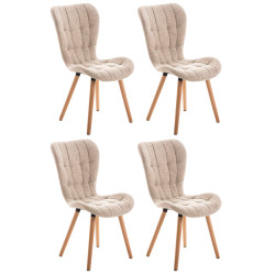 Lot de 4 chaises Elda en tissu natura crème