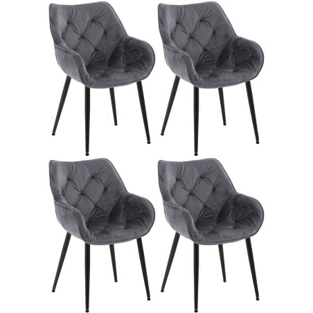 Lot de 4 chaises en velours Tanna gris foncé