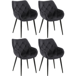 Ensemble de 4 chaises Tanna en velours noir
