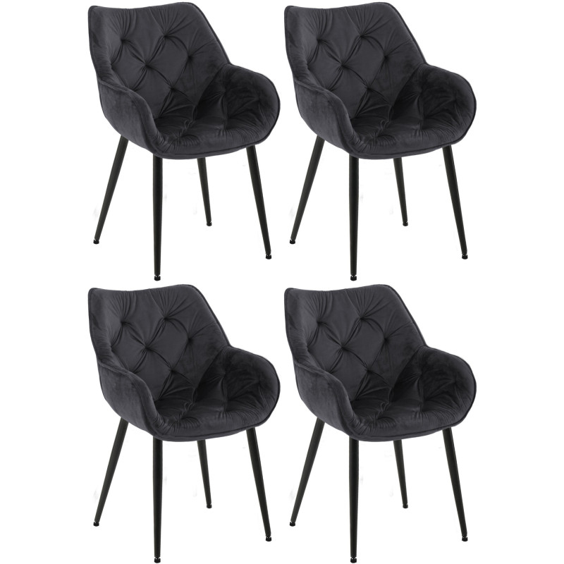 Ensemble de 4 chaises Tanna en velours noir