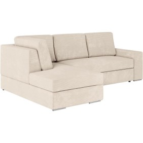 Canapé d'angle gauche convertible ARTEMIS 4 places - Velours côtelé beige - L246 x P174 x H96 cm