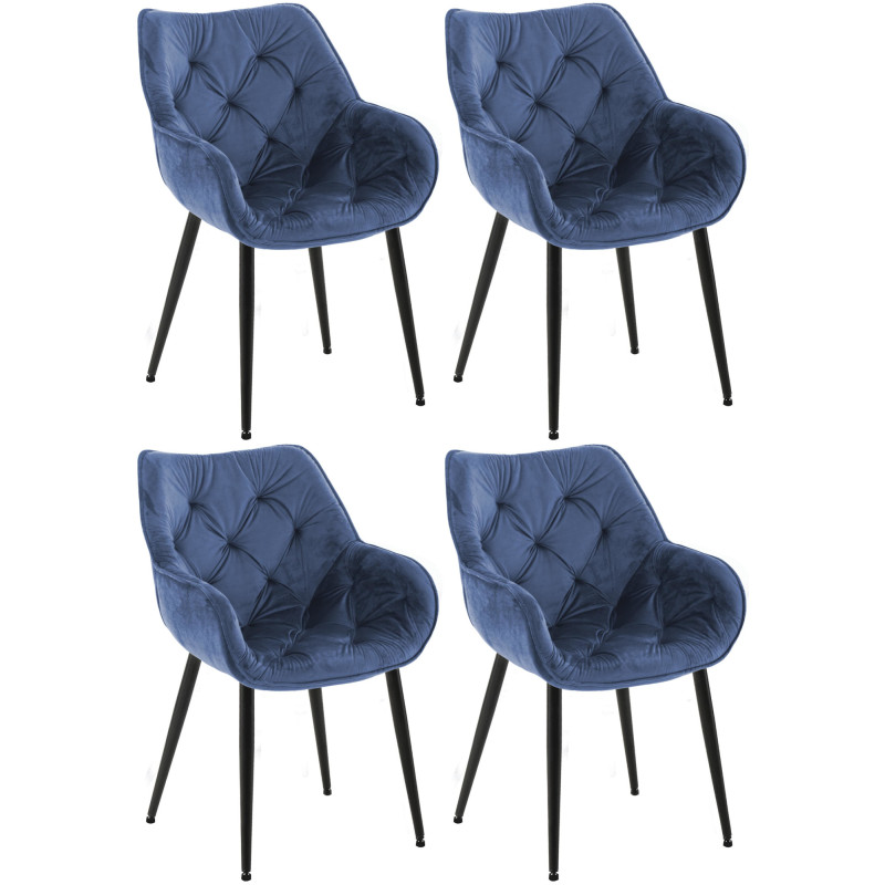 Ensemble de 4 chaises Tanna en velours bleu