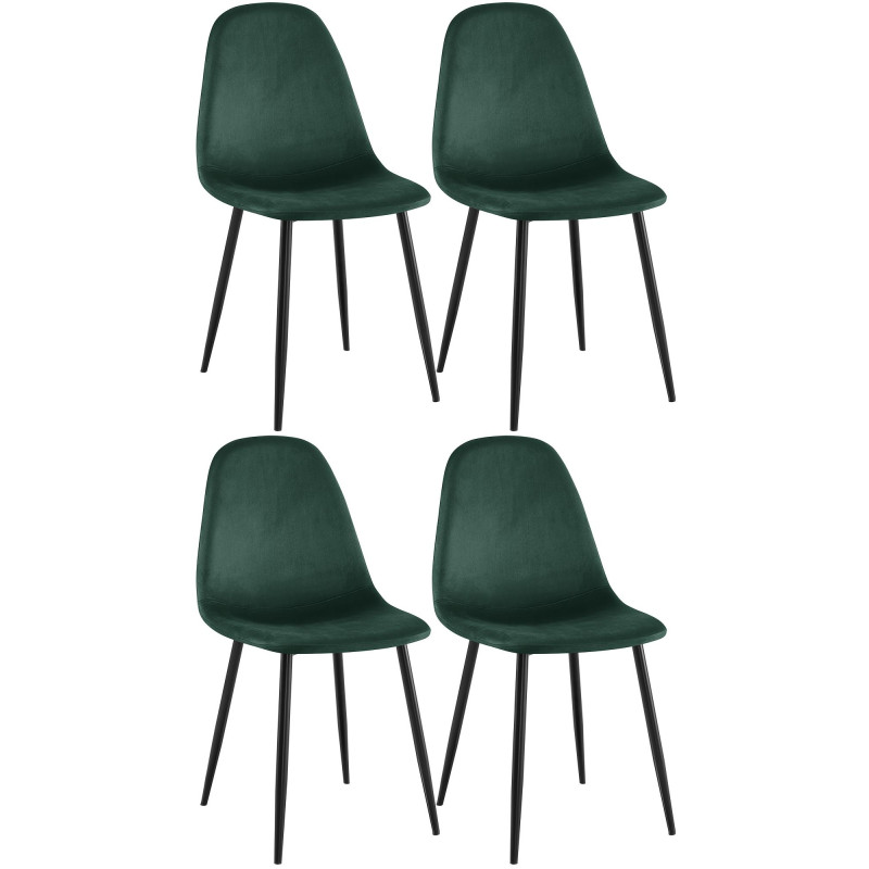 Ensemble de 4 chaises de salle à manger en velours Napier en vert