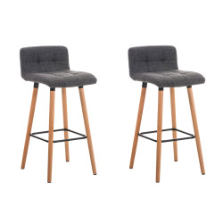 Lot de 2 tabourets de bar Lincoln en tissu natura gris clair