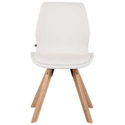Chaise Luna, simili cuir blanc