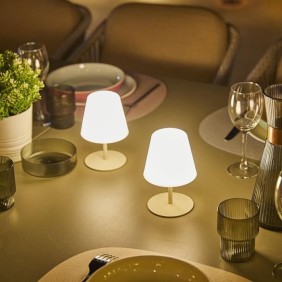 Set de 2 lampes de table sans fil - LUMISKY - TWINS - Cream - H16 cm - LED