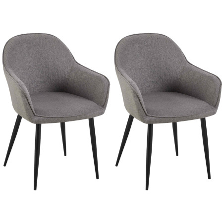 Lot de 2 chaises de salle à manger en tissu Boise gris foncé