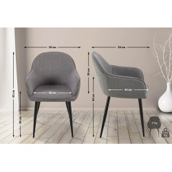 Ensemble de 2 chaises de salle à manger, tissu Boise, gris foncé