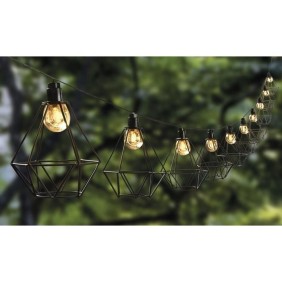 Guirlande solaire cage diamant d'extérieur mily - LUMI JARDIN - 10 ampoules LED - 3,8 m