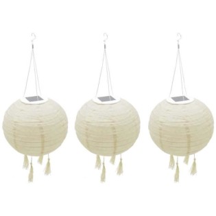 Suspension solaire LED - LUMISKY - HIMALAYA - Ø30cm - Beige, creme et mariage festif - Autonomie 8h