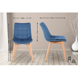 Ensemble de 2 chaises de salle à manger Passaic en velours bleu