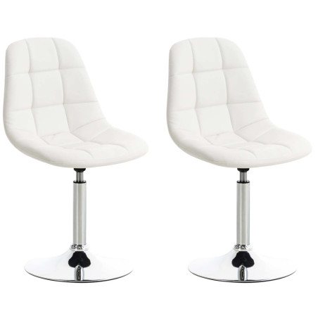 Lot de 2 chaises Emil, simili cuir blanc