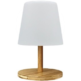 Lampe de table sans fil - LUMISKY - STANDY MINI WOOD - H25 cm - Pied en bambou naturel - LED blanc chaud et blanc