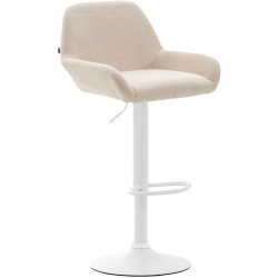 Tabouret de bar Braga tissu blanc crème