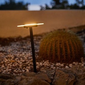 Lot de 2 balises solaires a piquer - LUMISKY - UFO - H35 cm - LED blanc chaud