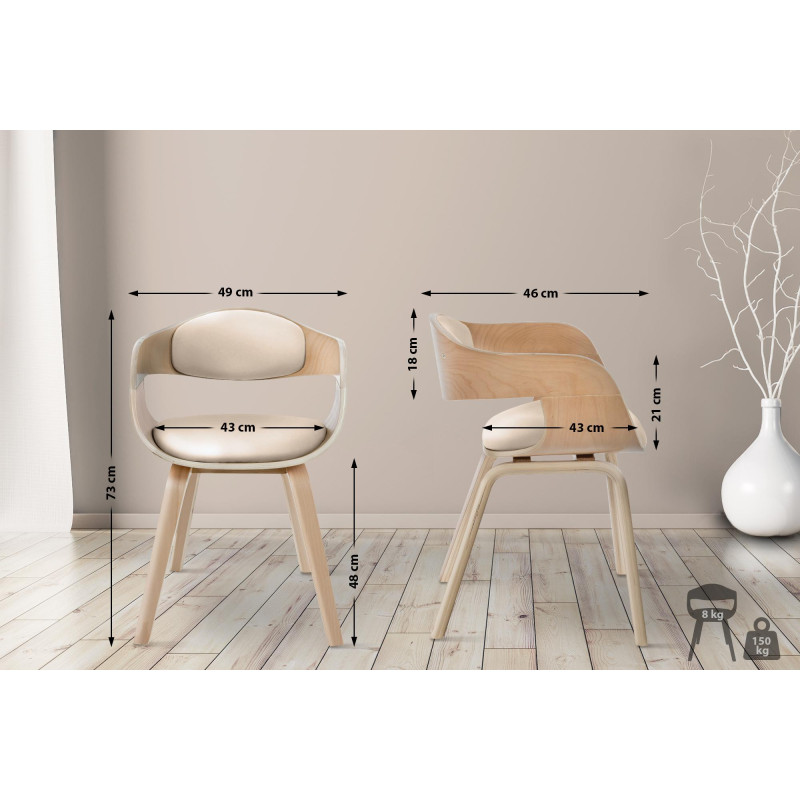 Lot de 2 chaises Kingston simili cuir naturel/crème