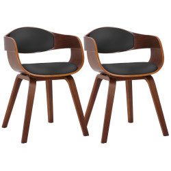 Lot de 2 chaises Kingston, simili cuir, noyer/noir
