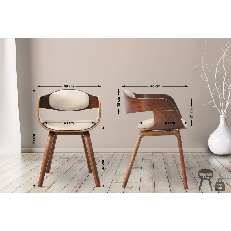 Ensemble de 2 chaises Kingston, similicuir, noyer/crème