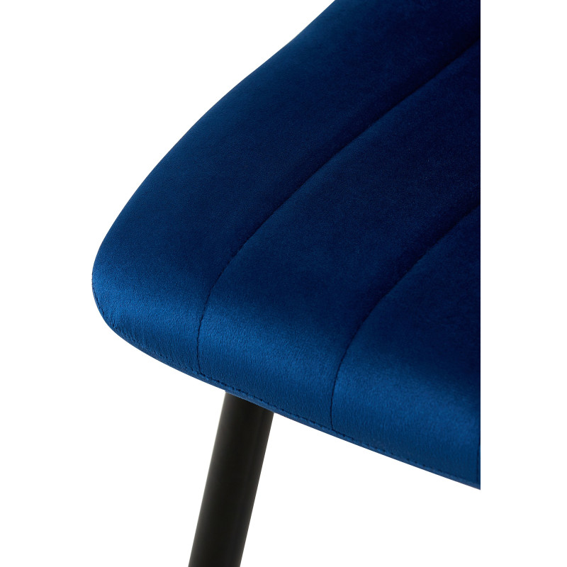 Ensemble de 4 chaises en velours bleu Dijon