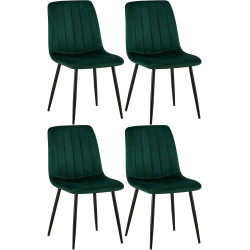 Ensemble de 4 chaises en velours vert Dijon