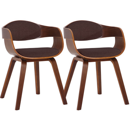 Lot de 2 chaises Kingston, tissu noyer/marron