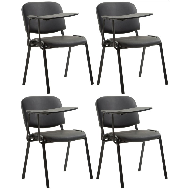 Lot de 4 chaises Ken avec table pliante simili cuir