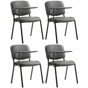 Lot de 4 chaises Ken avec table pliante simili cuir