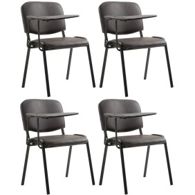 Lot de 4 chaises Ken avec table pliante simili cuir